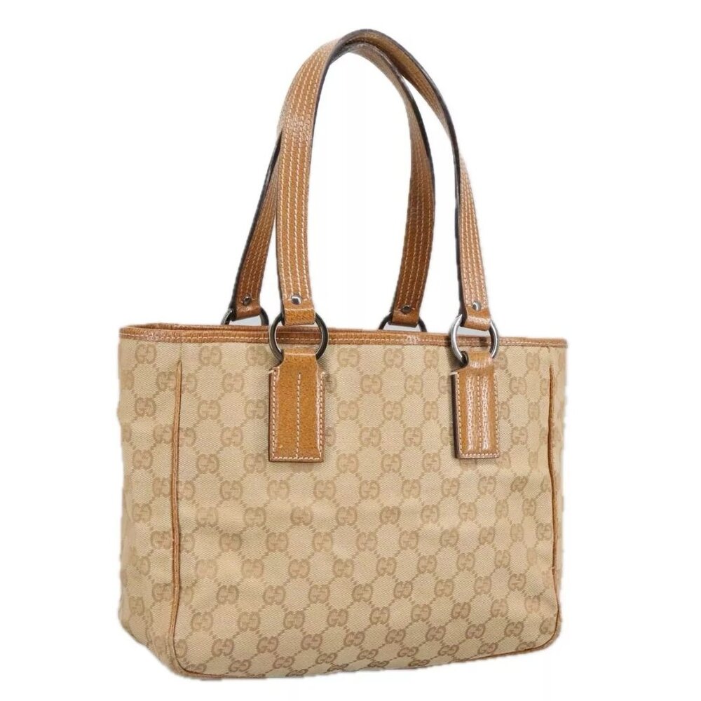 GUCCI GG Canvas Shoulder Bag Beige 113019 Auth